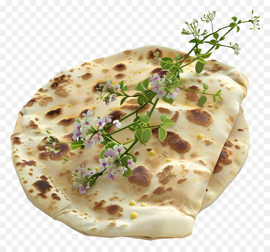 Pão Naan，Pão Sírio Com Flores PNG