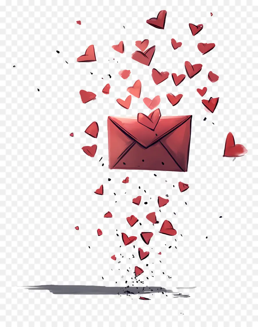 Correio De Amor，Envelope Com Corações PNG