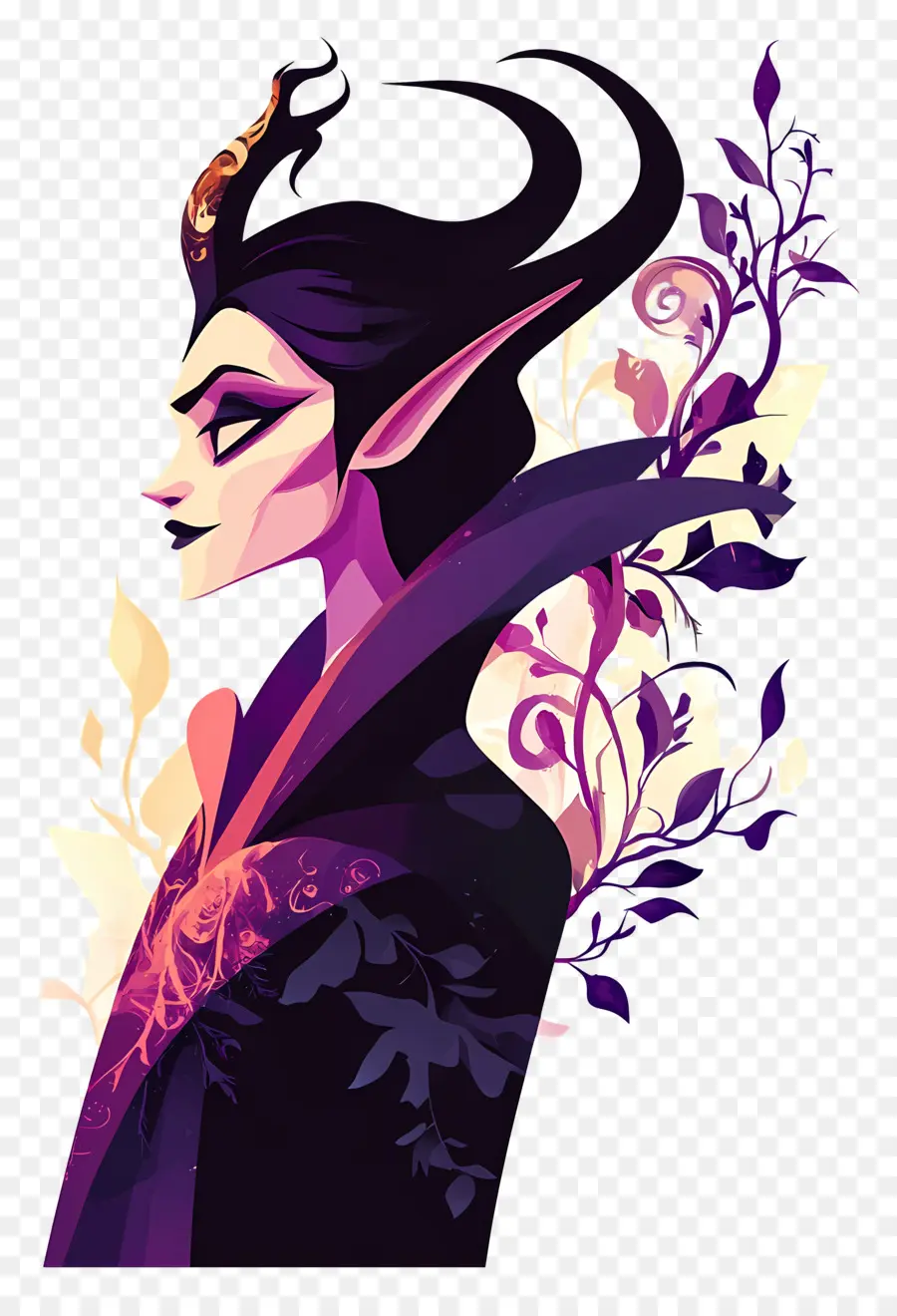 Malévola，Personagem Com Chifre Roxo PNG