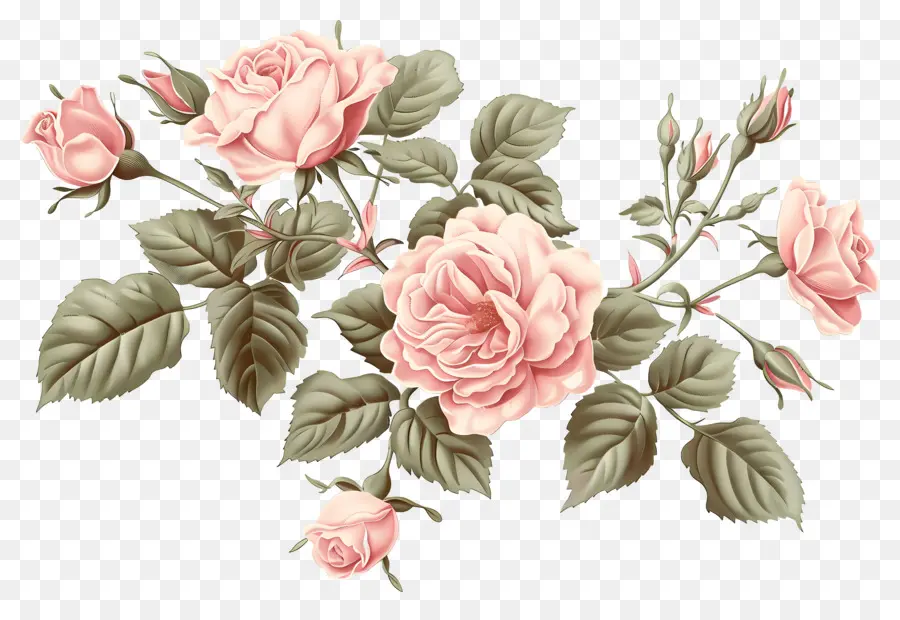 Rosas Vintage，Rosas Cor De Rosa PNG