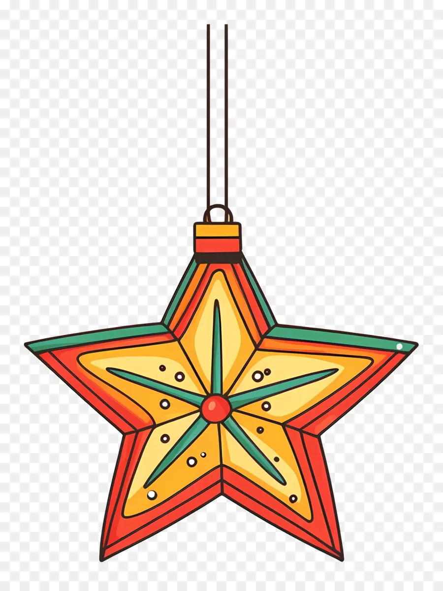 Estrela De Natal，Ornamento De Estrela Colorido PNG