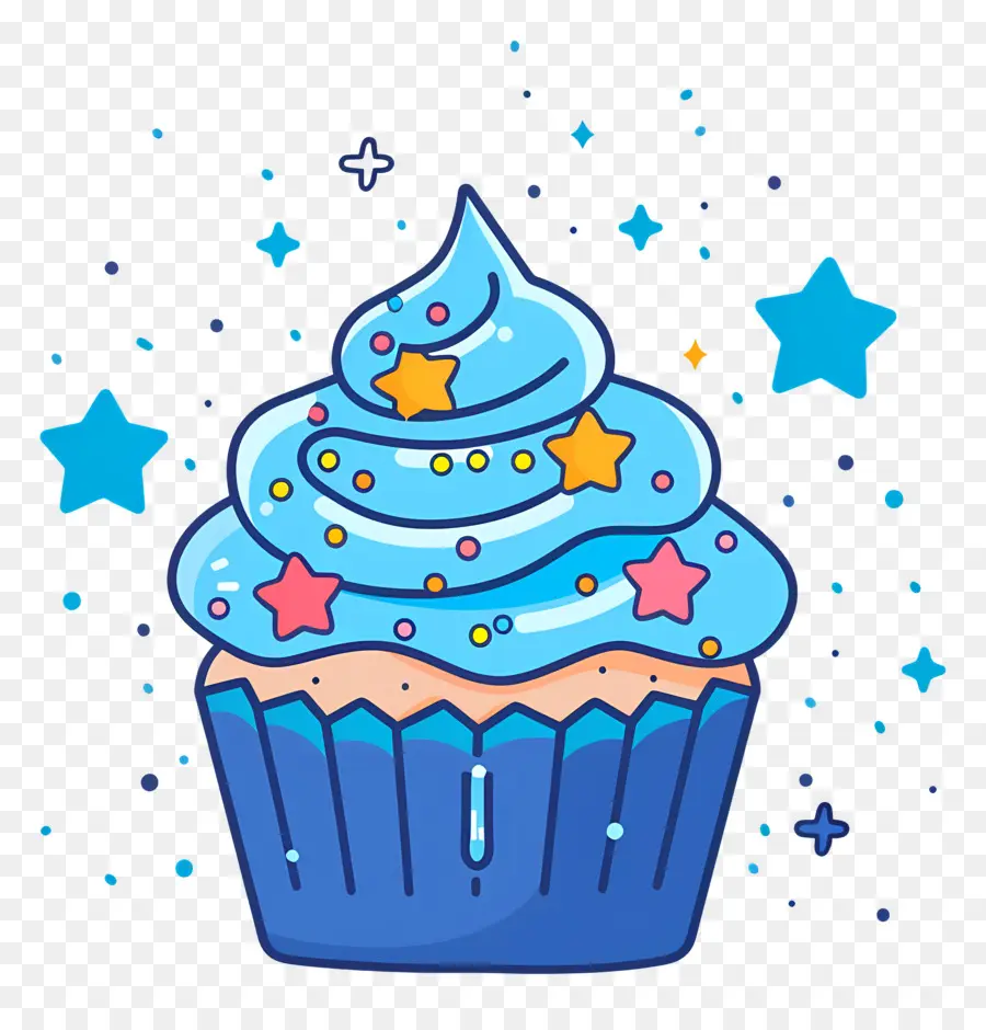 Cupcake Animado，Bolinho Azul PNG