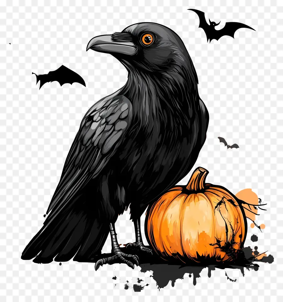 Corvo Do Dia Das Bruxas，Raven Com Abóboras PNG