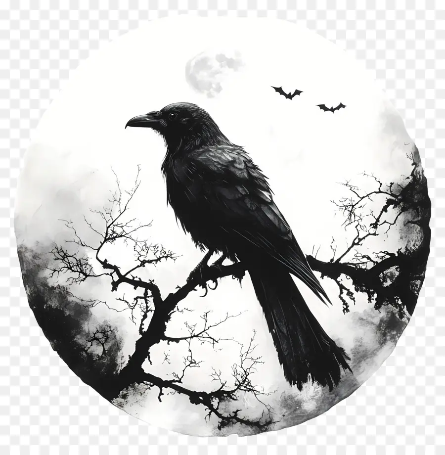 Corvo Do Dia Das Bruxas，Raven No Galho PNG