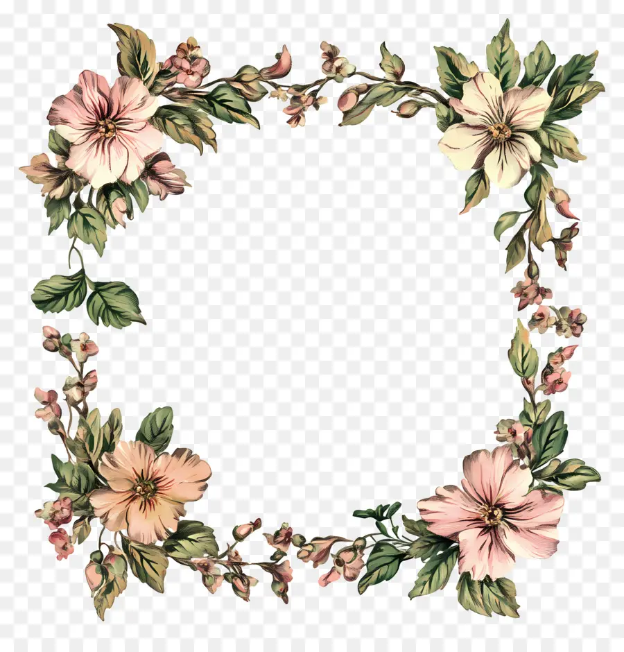 Moldura Retangular，Arco Floral PNG