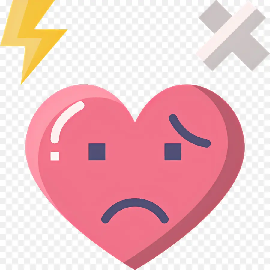 Emoji De Coração，Coração Triste Com Relâmpago PNG