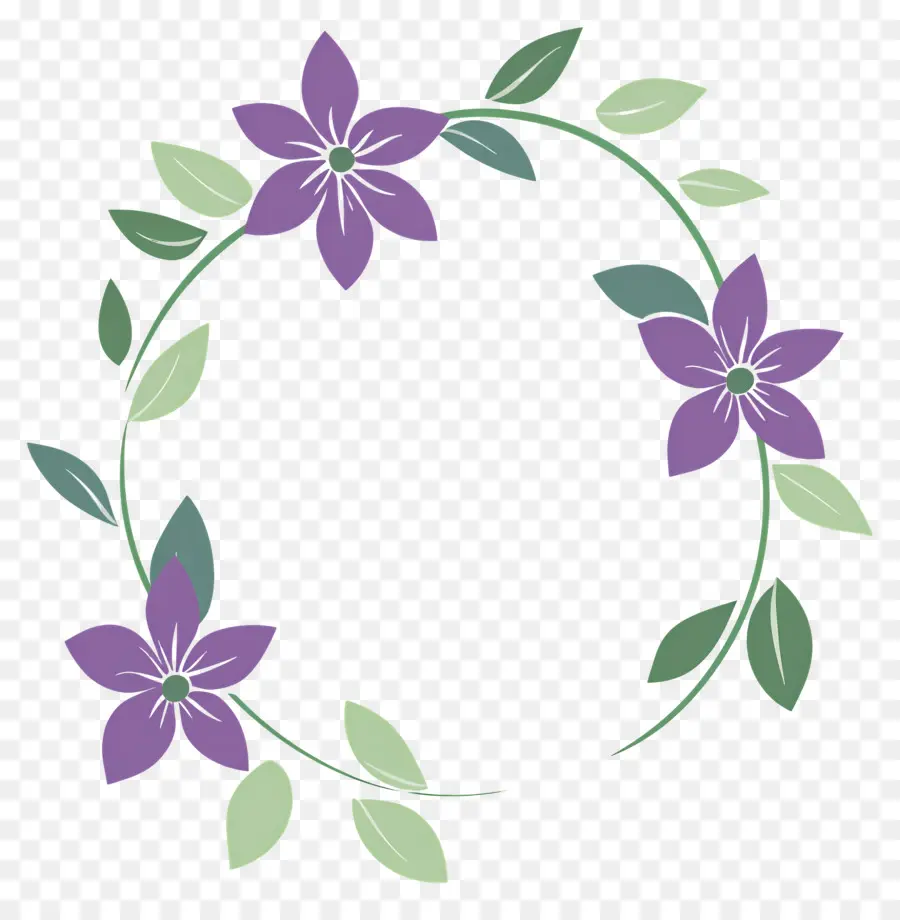 Moldura De Flor，Círculo Floral Roxo PNG