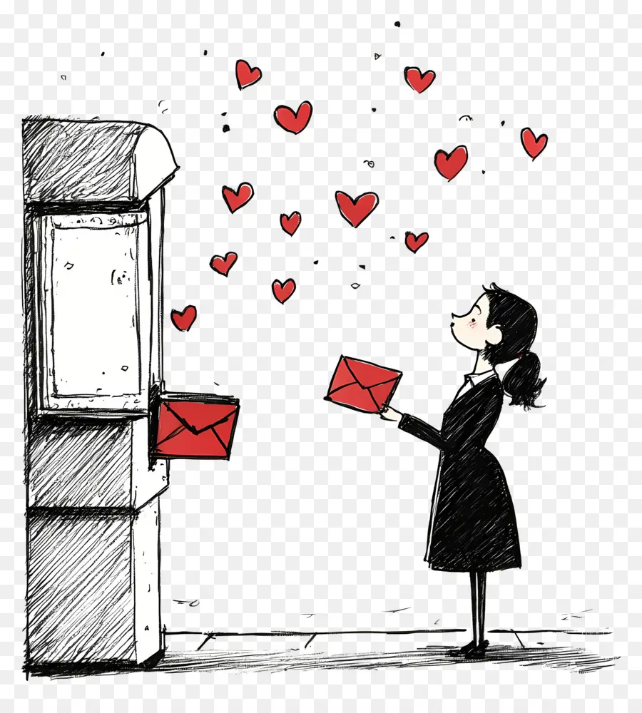 Correio De Amor，Mulher Com Cartas De Amor PNG