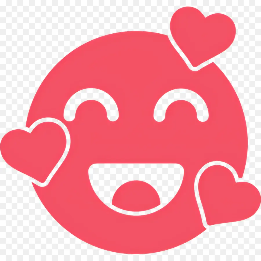 Emoji De Coração，Cara Feliz Com Corações PNG