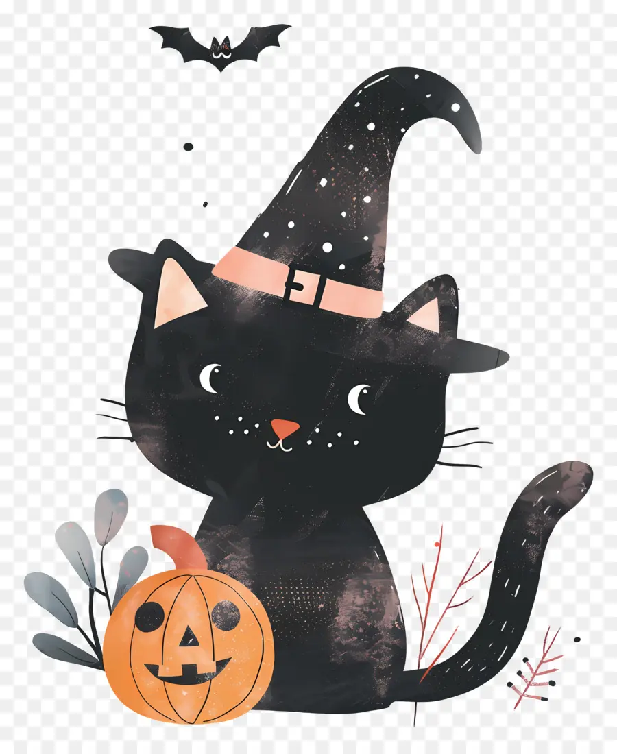 Gato Fofo De Halloween，Gato Preto Com Abóboras PNG