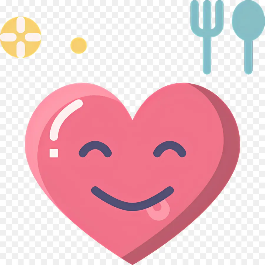 Emoji De Coração，Coração Feliz Com Utensílios PNG