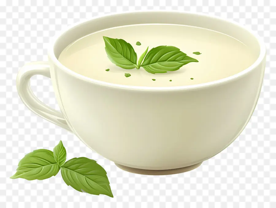 Vichyssoise，Sopa Com Folhas De Manjericão PNG