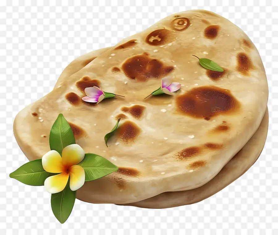 Pão Naan，Pão Sírio Com Flores PNG