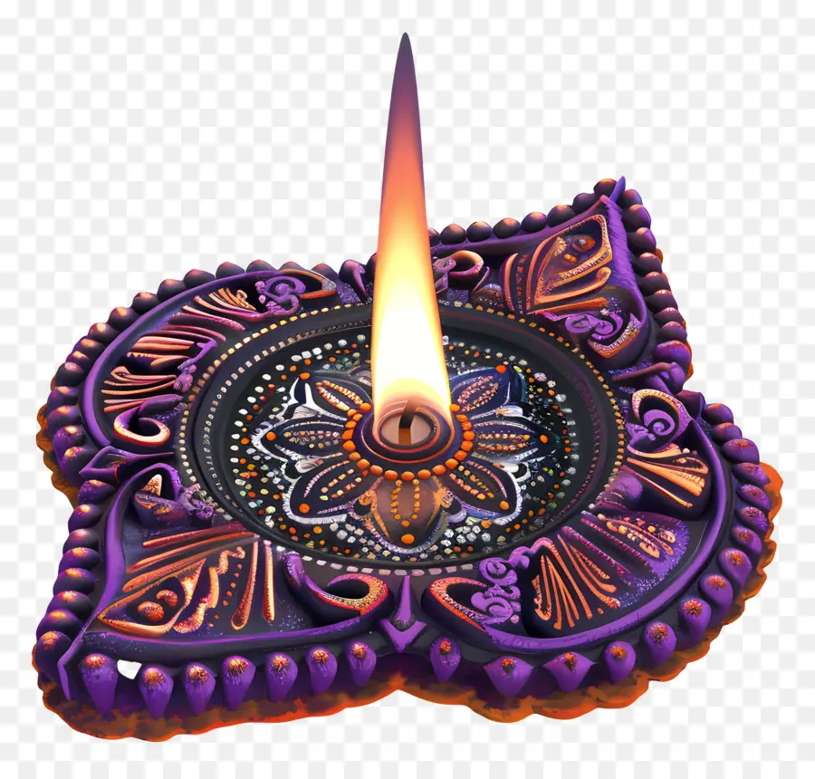 Lâmpada Diwali，Diya Ornamentado PNG