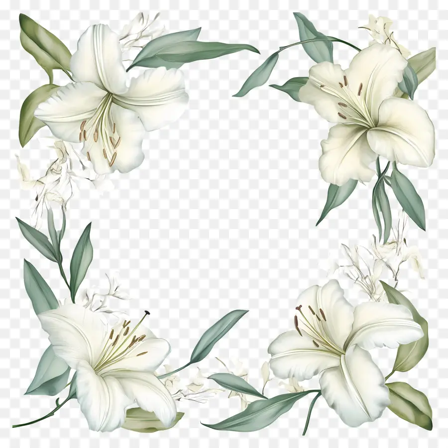 Moldura De Flor，Canto Floral Branco PNG