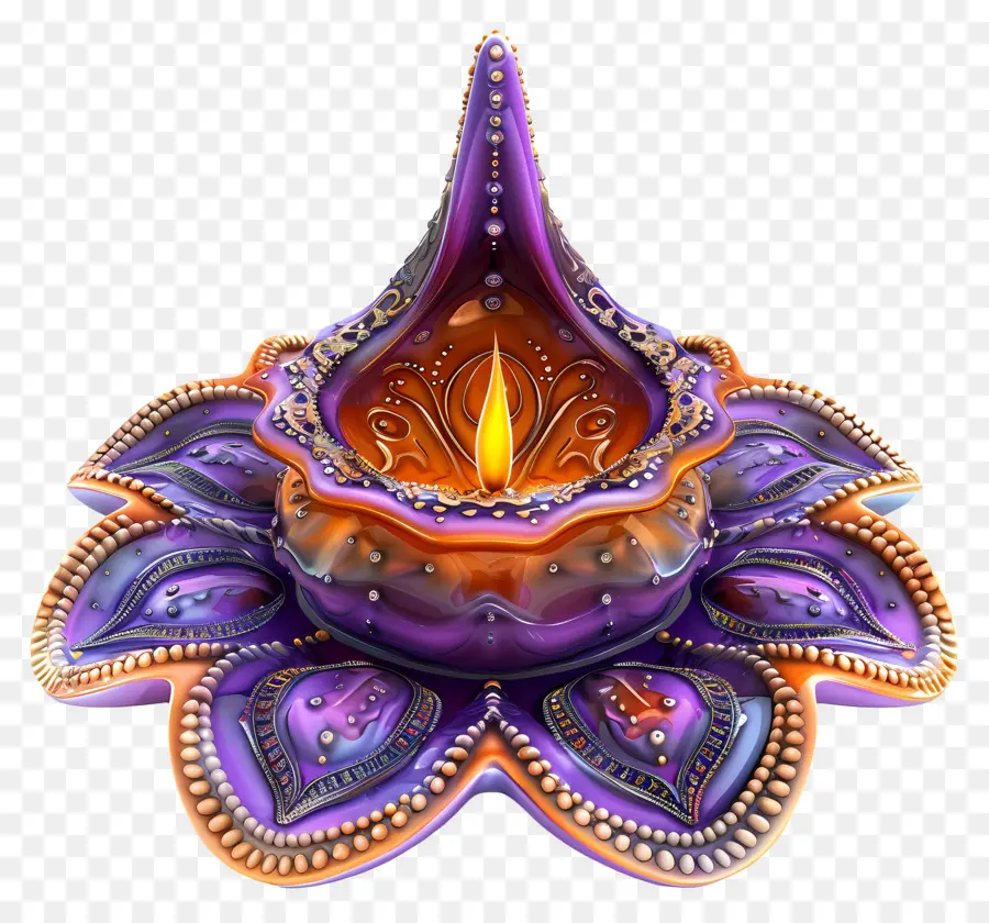 Lâmpada Diwali，Diya Roxa PNG