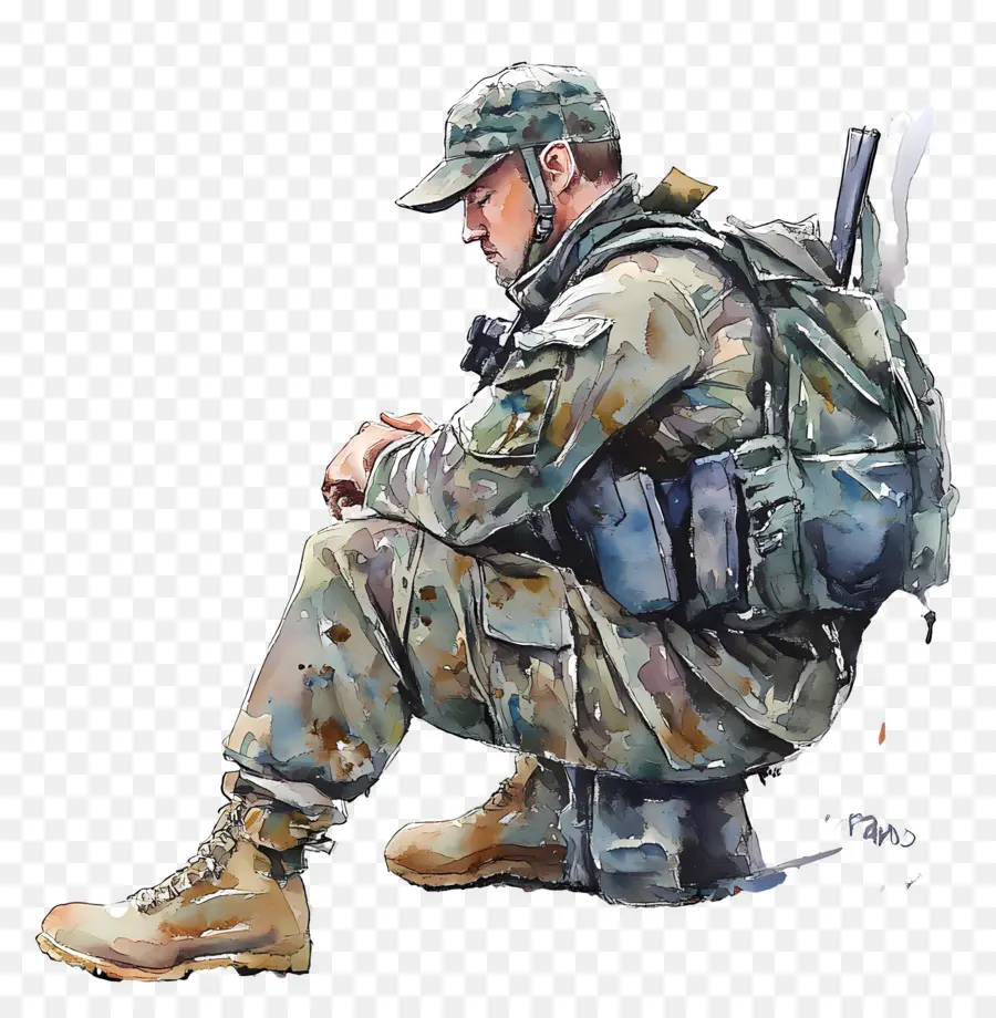 Dia Dos Veteranos，Soldado Sentado PNG