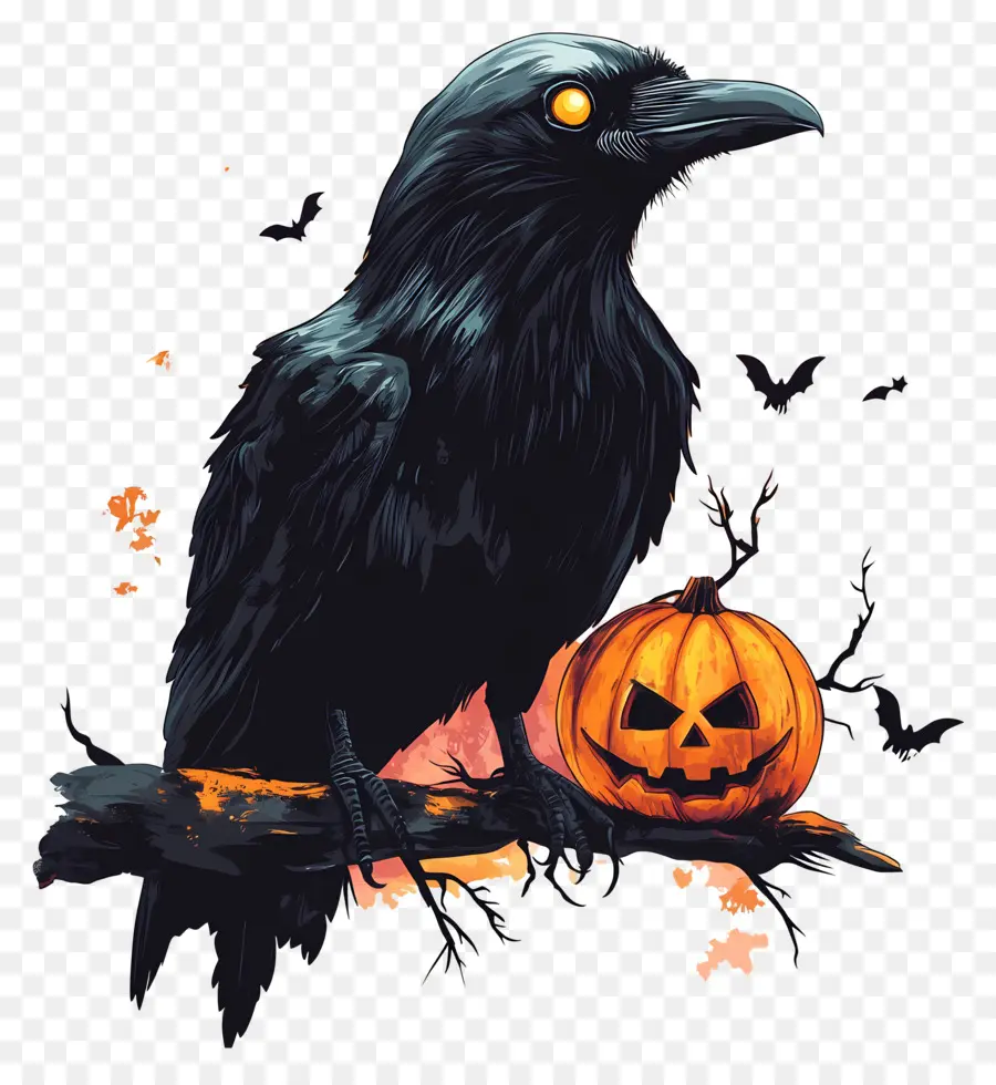 Corvo Do Dia Das Bruxas，Raven Com Abóboras PNG