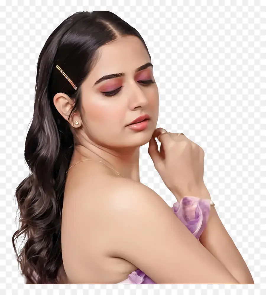 Ashika Ranganath，Mulher Com Grampo De Cabelo PNG