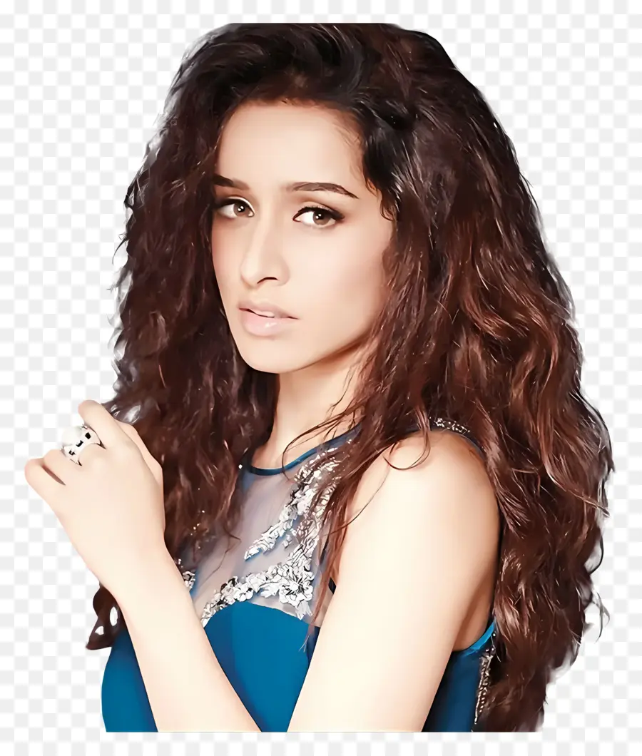 Shraddha Kapoor，Mulher De Vestido Azul PNG