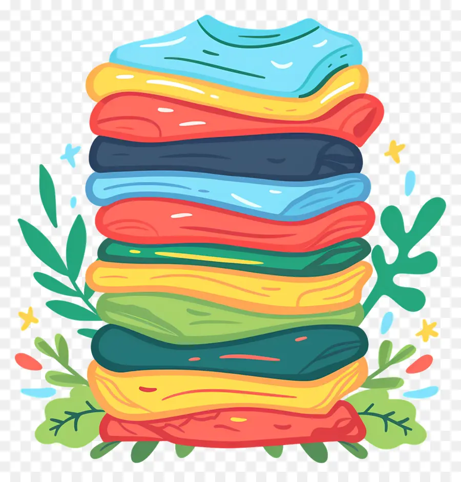 Pilha De Roupas，Toalhas Coloridas PNG