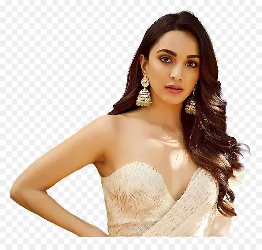 Kiara Advani，Mulher De Vestido Branco PNG