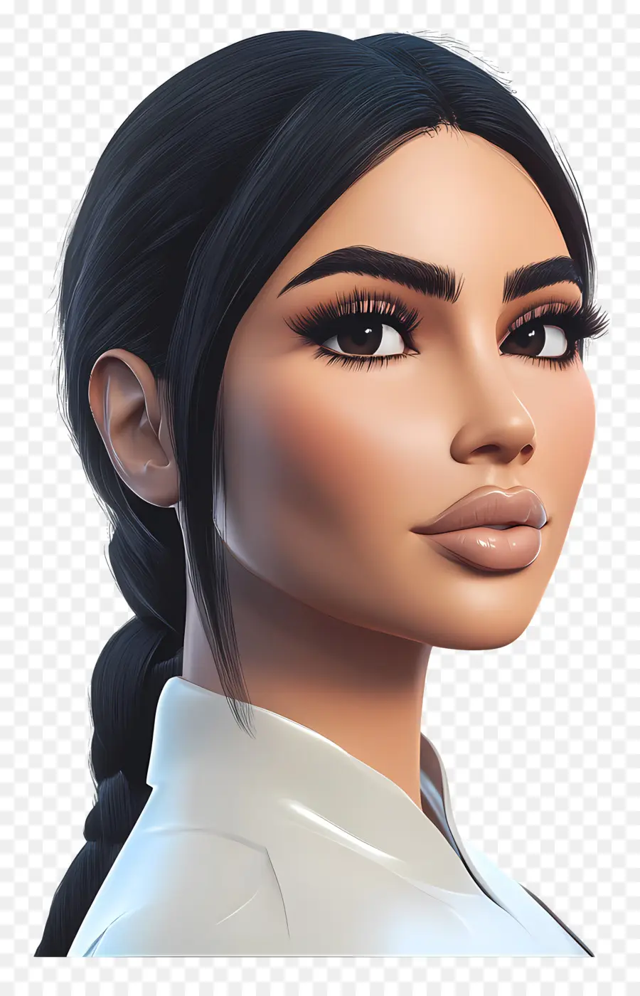 Kim Kardashian，Personagem Realista Com Cabelo Trançado PNG