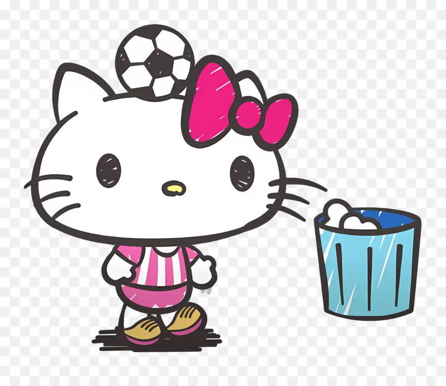 Olá Gatinha，Olá Kitty Com Bola De Futebol PNG