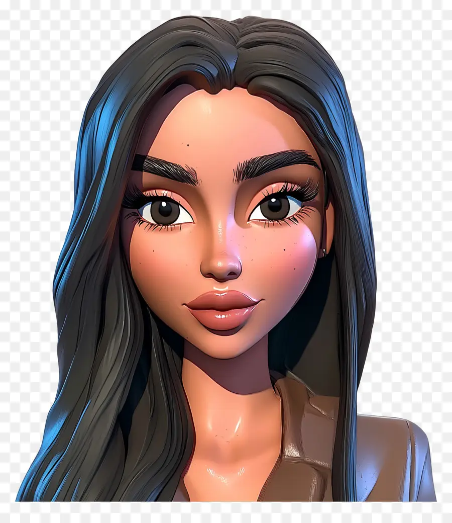 Kim Kardashian，Personagem 3d Com Cabelo Comprido PNG