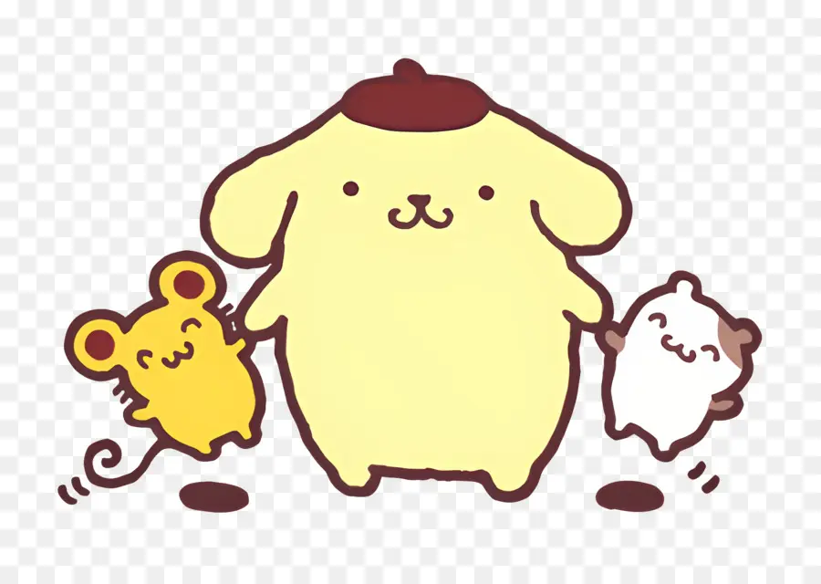 Pompompurina，Personagem Amarelo Com Amigos PNG