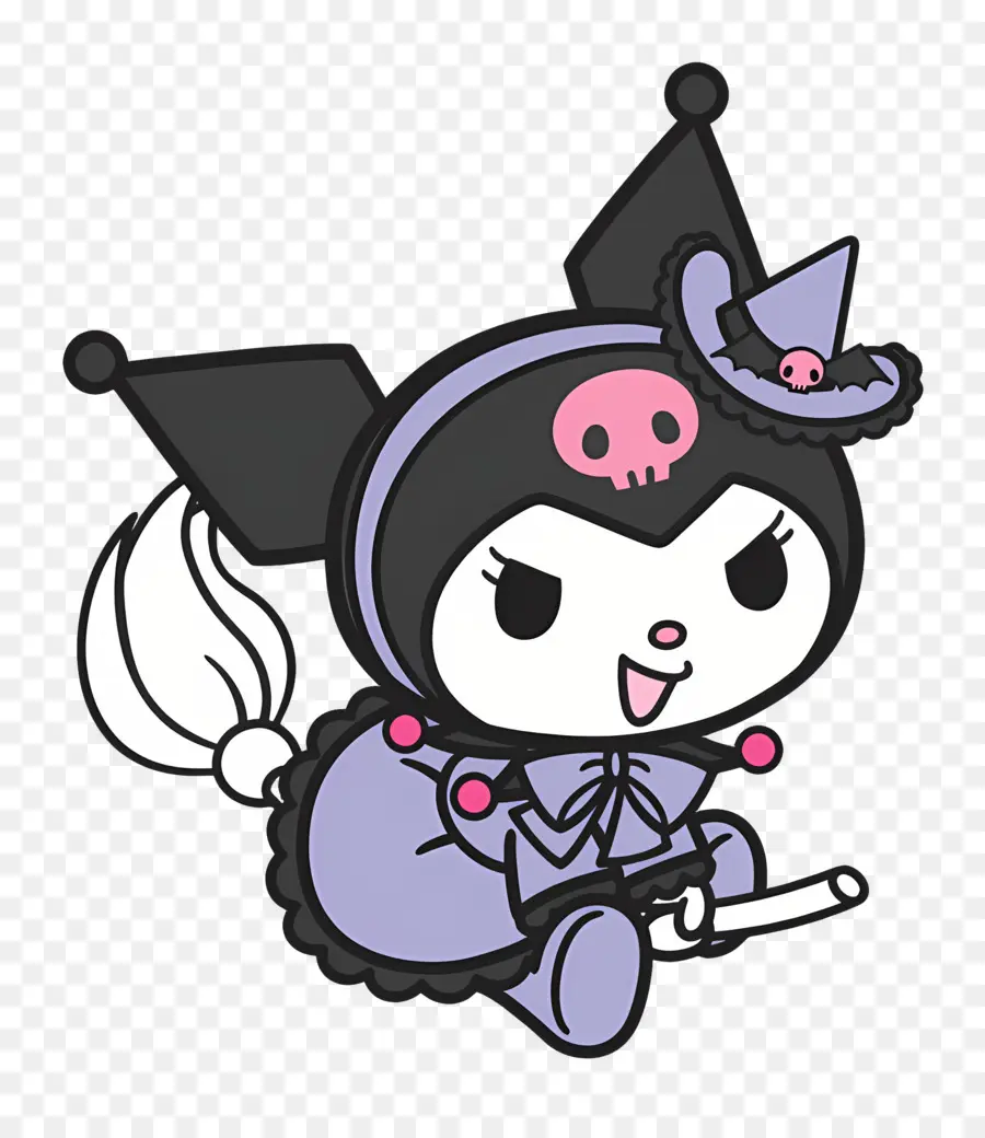 Kuromi，Personagem De Desenho Animado Fantasiada De Bruxa PNG