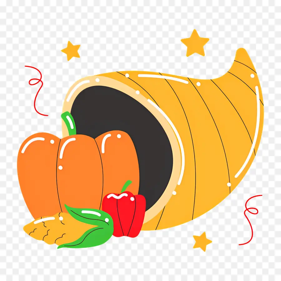 Cornucópia De Ação De Graças，Cornucópia E Legumes PNG