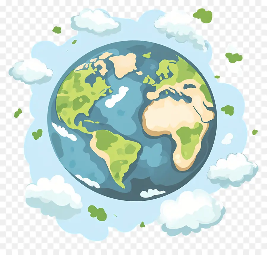 Planeta Terra，Terra Com Nuvens PNG