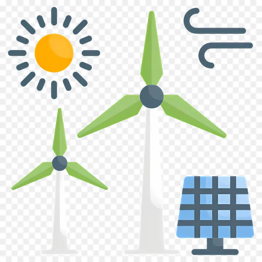 Sustentabilidade，Turbinas Eólicas E Painel Solar PNG