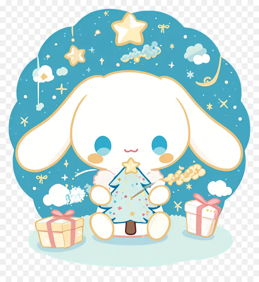 Cinnamoroll Fofo，Coelhinho Fofo Com Árvore De Natal PNG