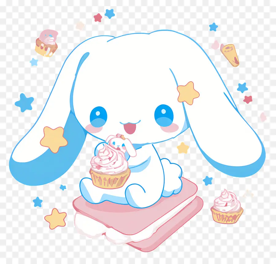 Cinnamoroll Fofo，Coelhinho Fofo Com Cupcake PNG