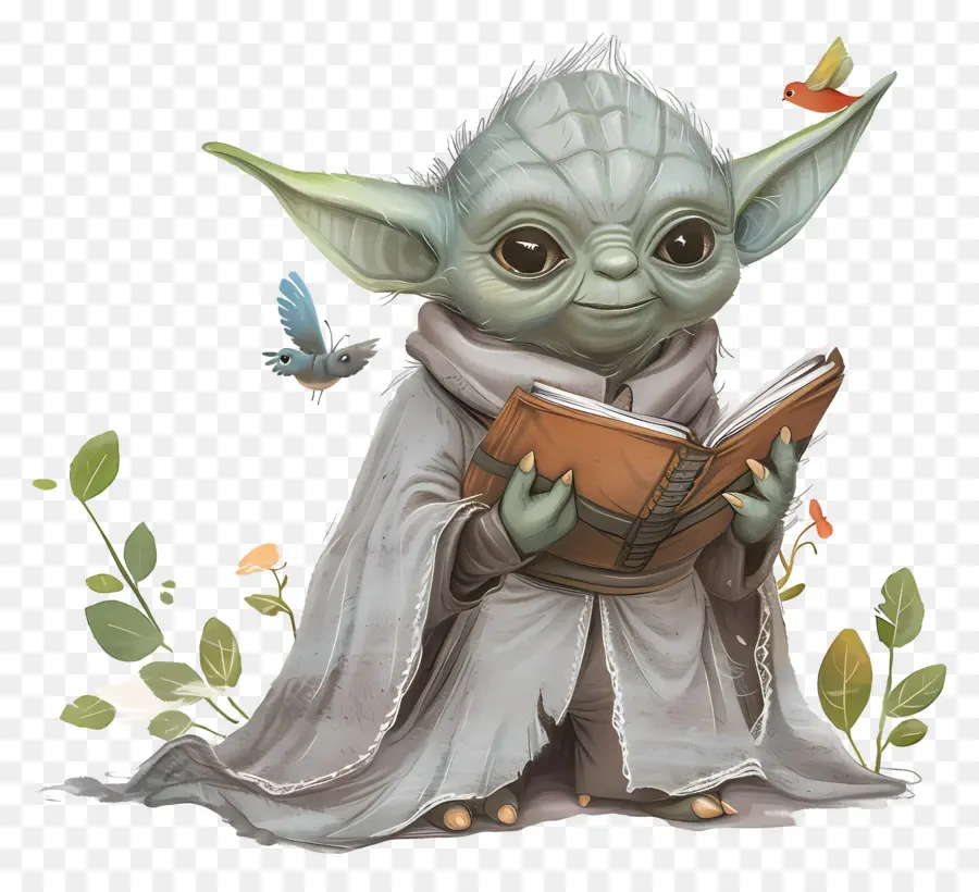 Yoda，Criatura Verde Com Livro PNG