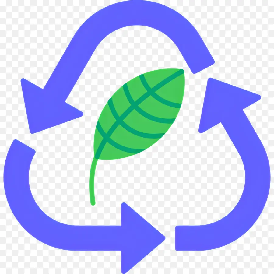 Sustentabilidade，Símbolo De Reciclagem Com Folha PNG