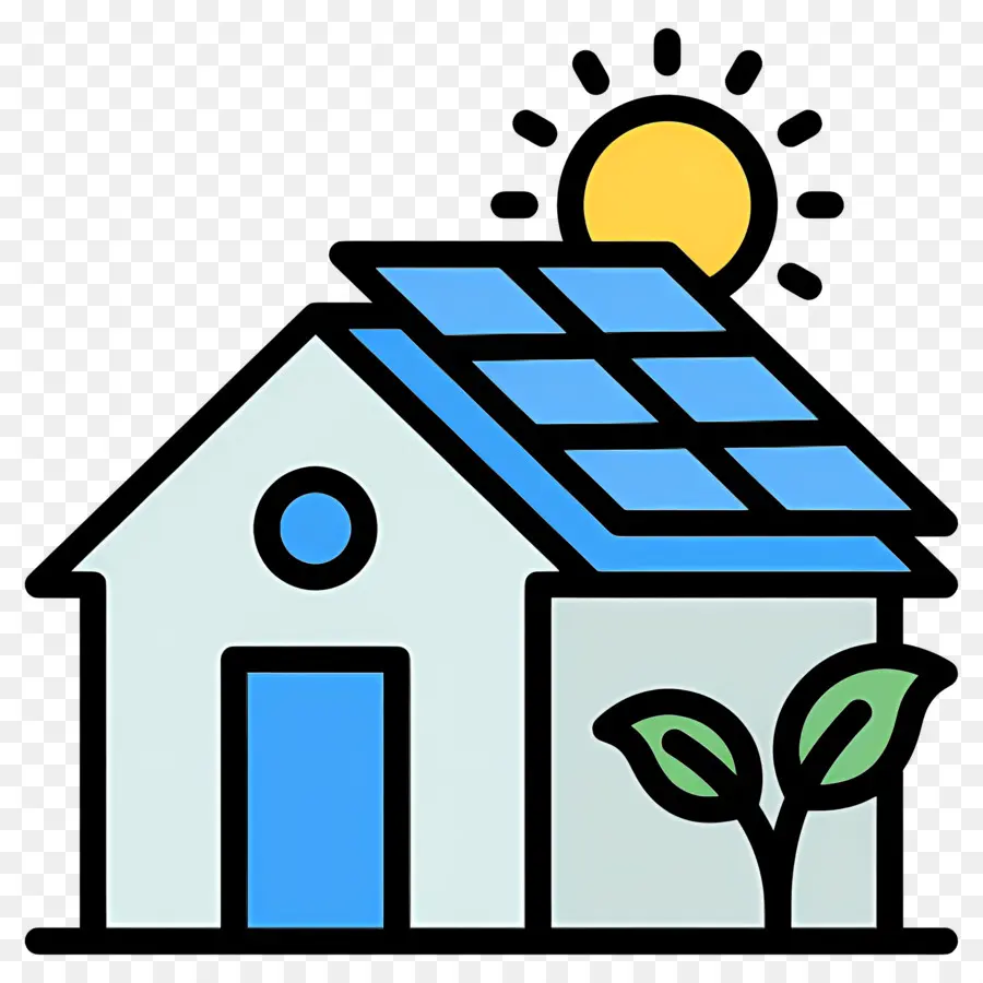 Sustentabilidade，Casa Com Painel Solar PNG