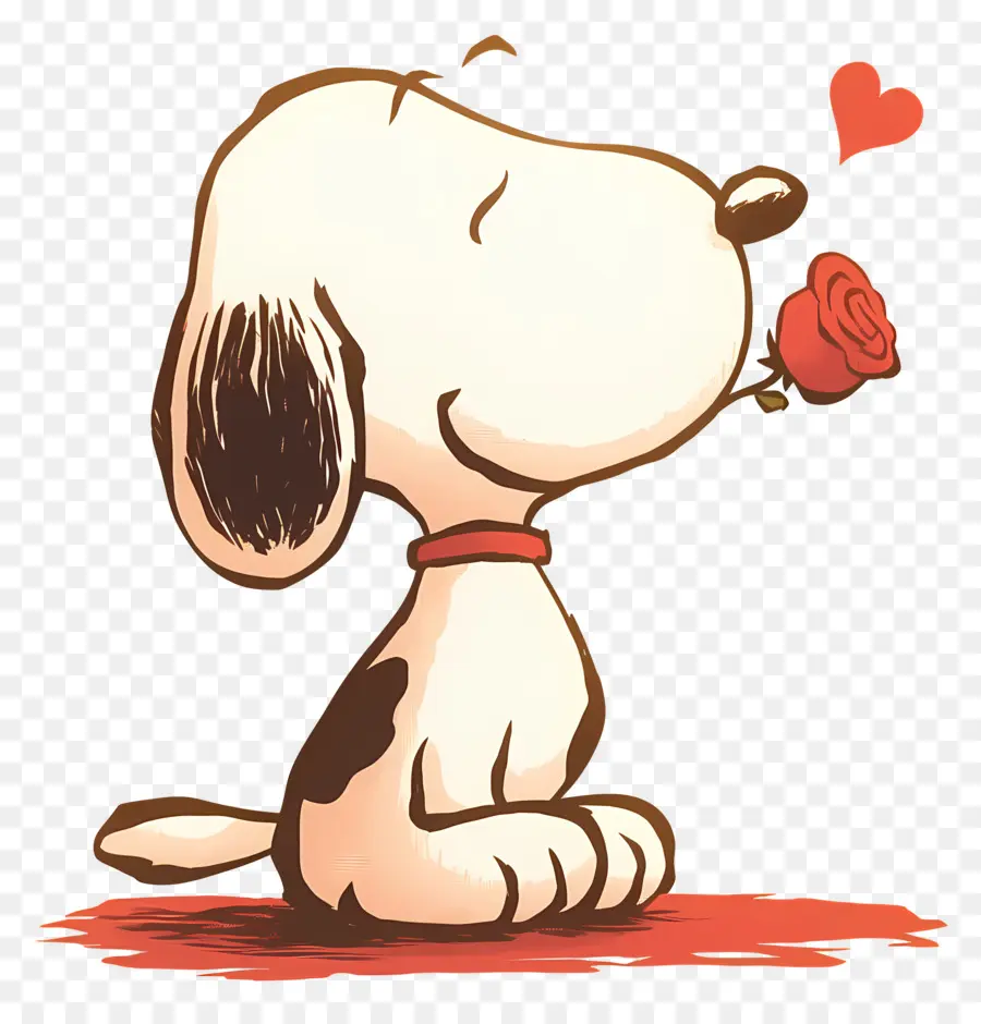 Snoopy，Cachorro De Desenho Animado Com Rosa PNG