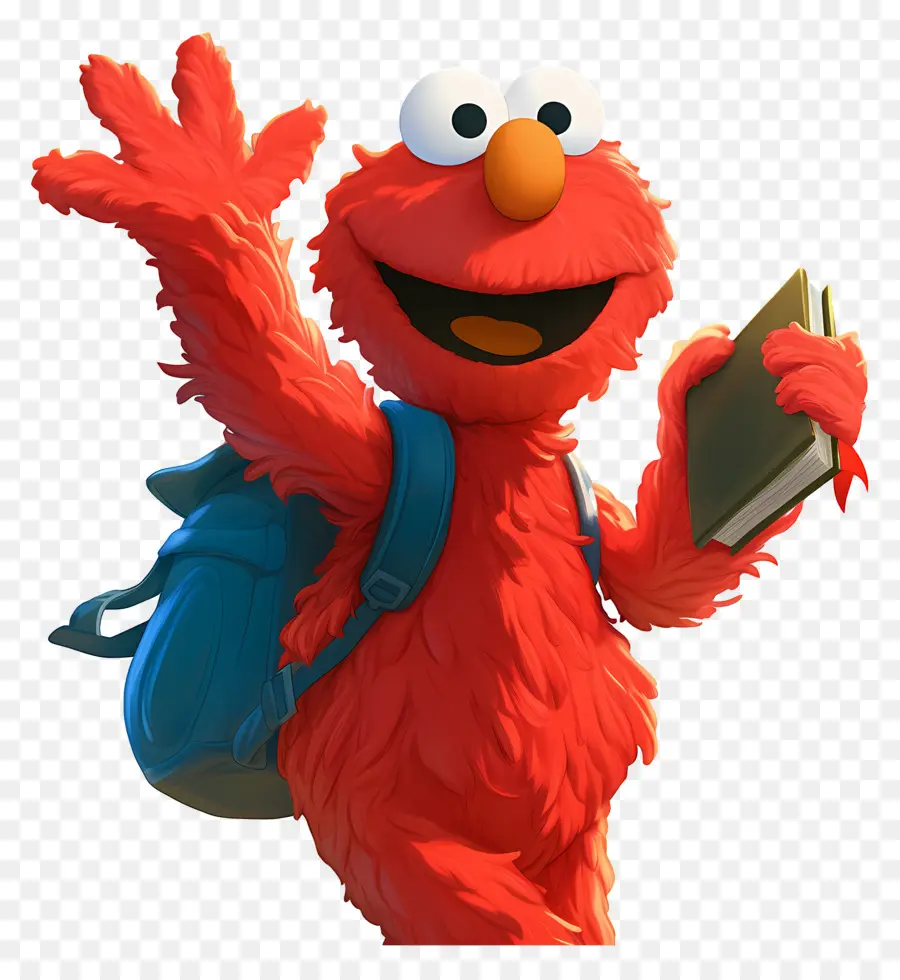 Elmo，Personagem Peludo Vermelho PNG