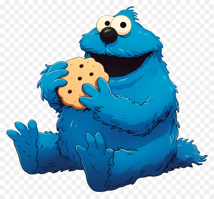 Monstro De Biscoito，Personagem Peludo Azul PNG