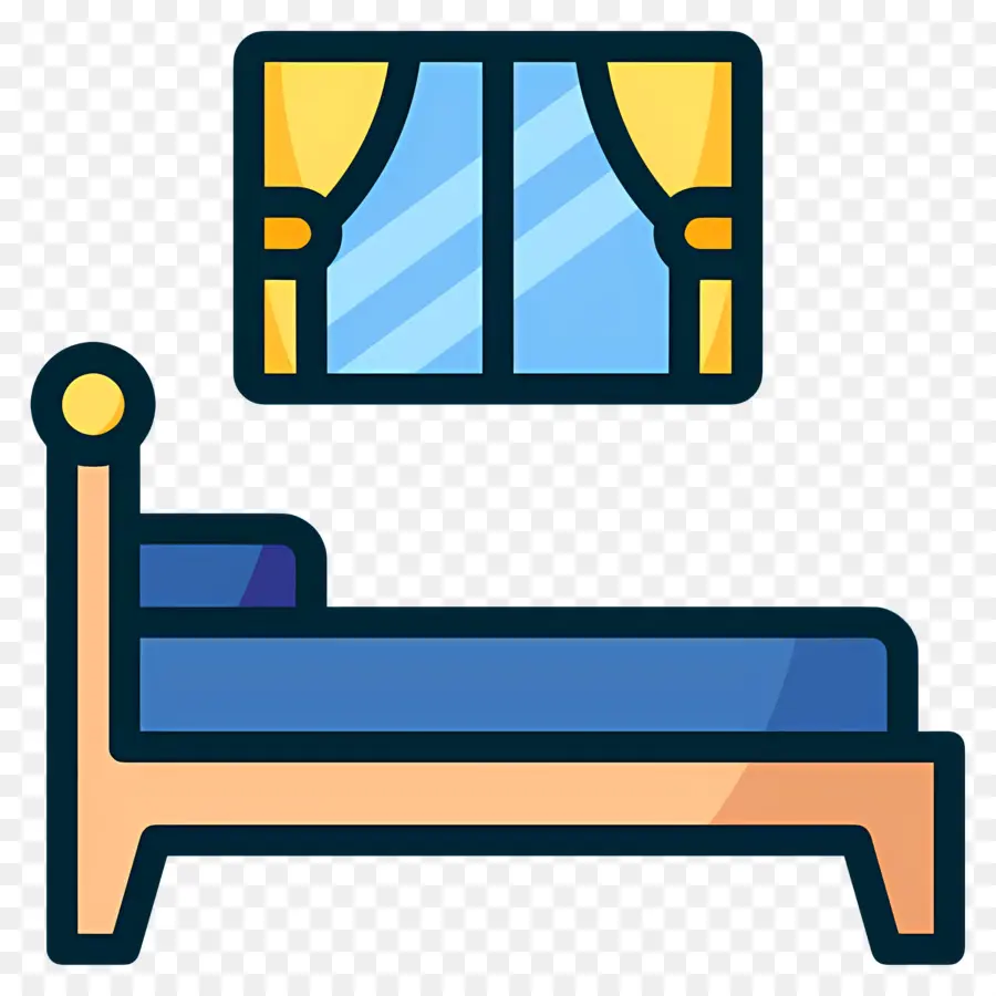 Quarto De Dormir，Cama E Janela PNG