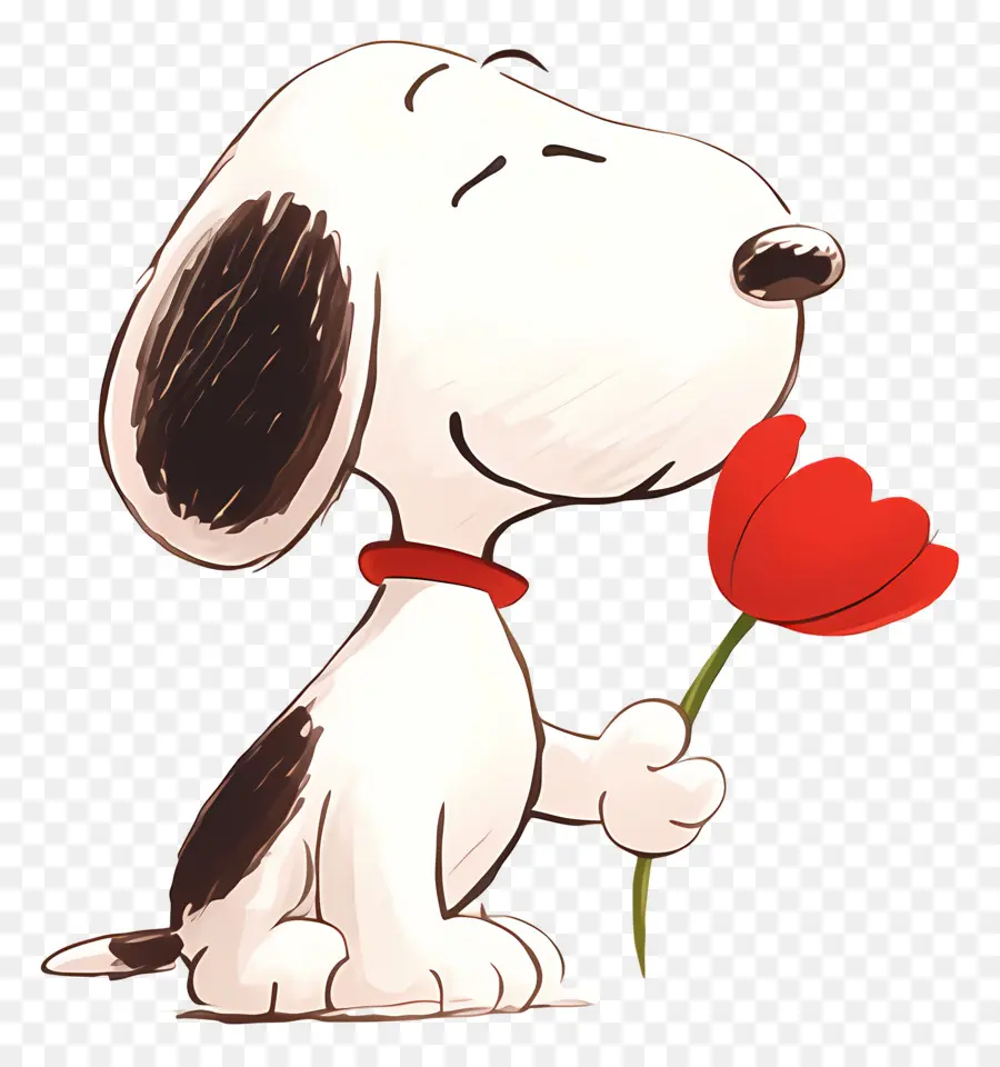 Snoopy，Cachorro De Desenho Animado Com Rosa PNG