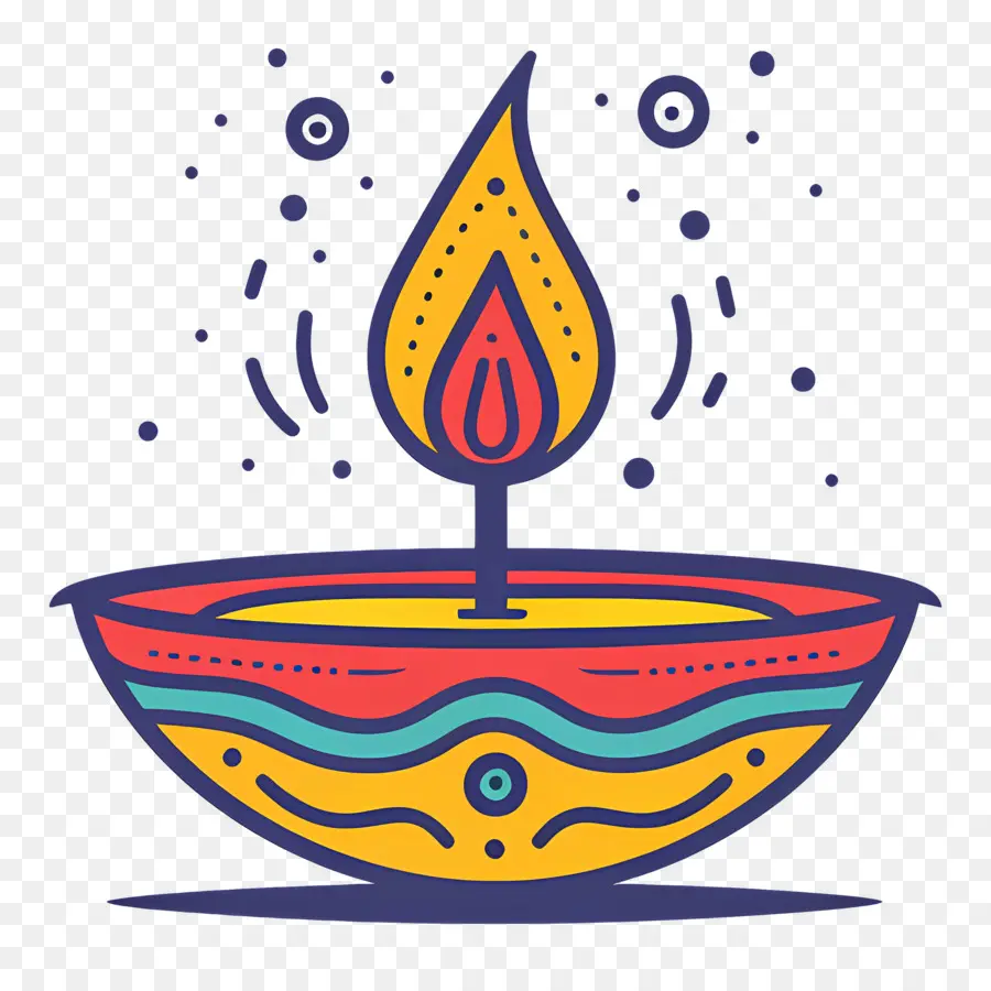 Lâmpada Diwali，Diya Colorido PNG