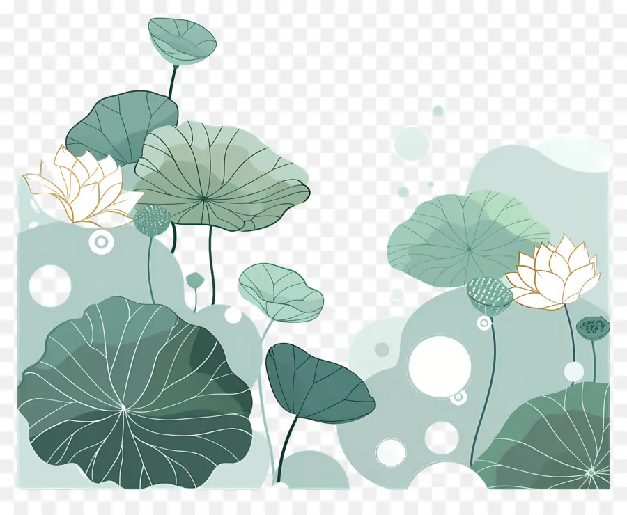 Folhas De Lótus，Folhas E Flores De Lótus PNG