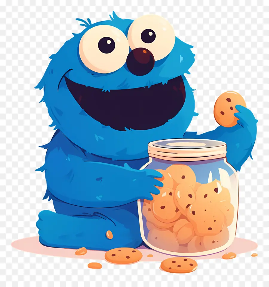 Monstro De Biscoito，Personagem Peludo Azul PNG