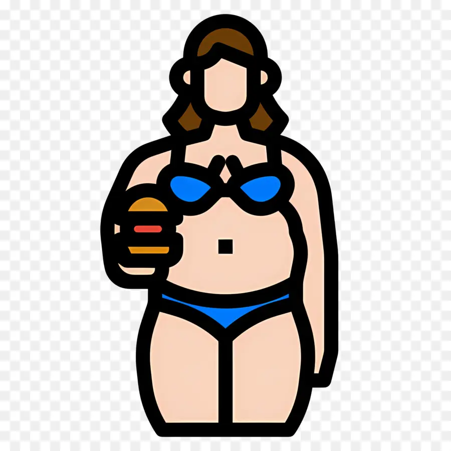 Obesidade，Mulher Com Hambúrguer PNG