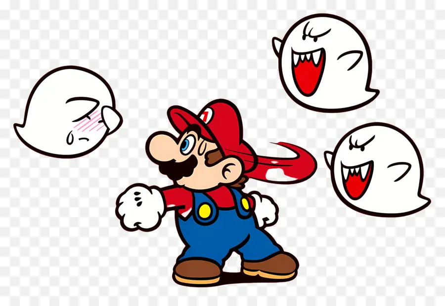 Super Mário，Personagem De Desenho Animado Com Fantasmas PNG