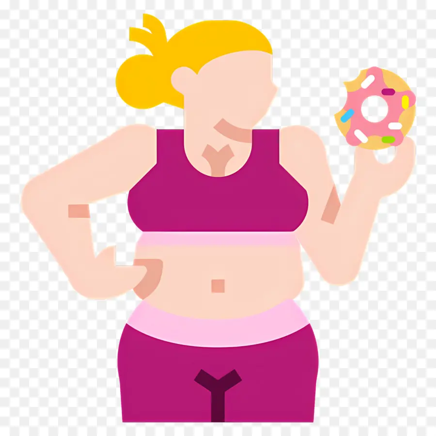 Obesidade，Mulher Com Donut PNG